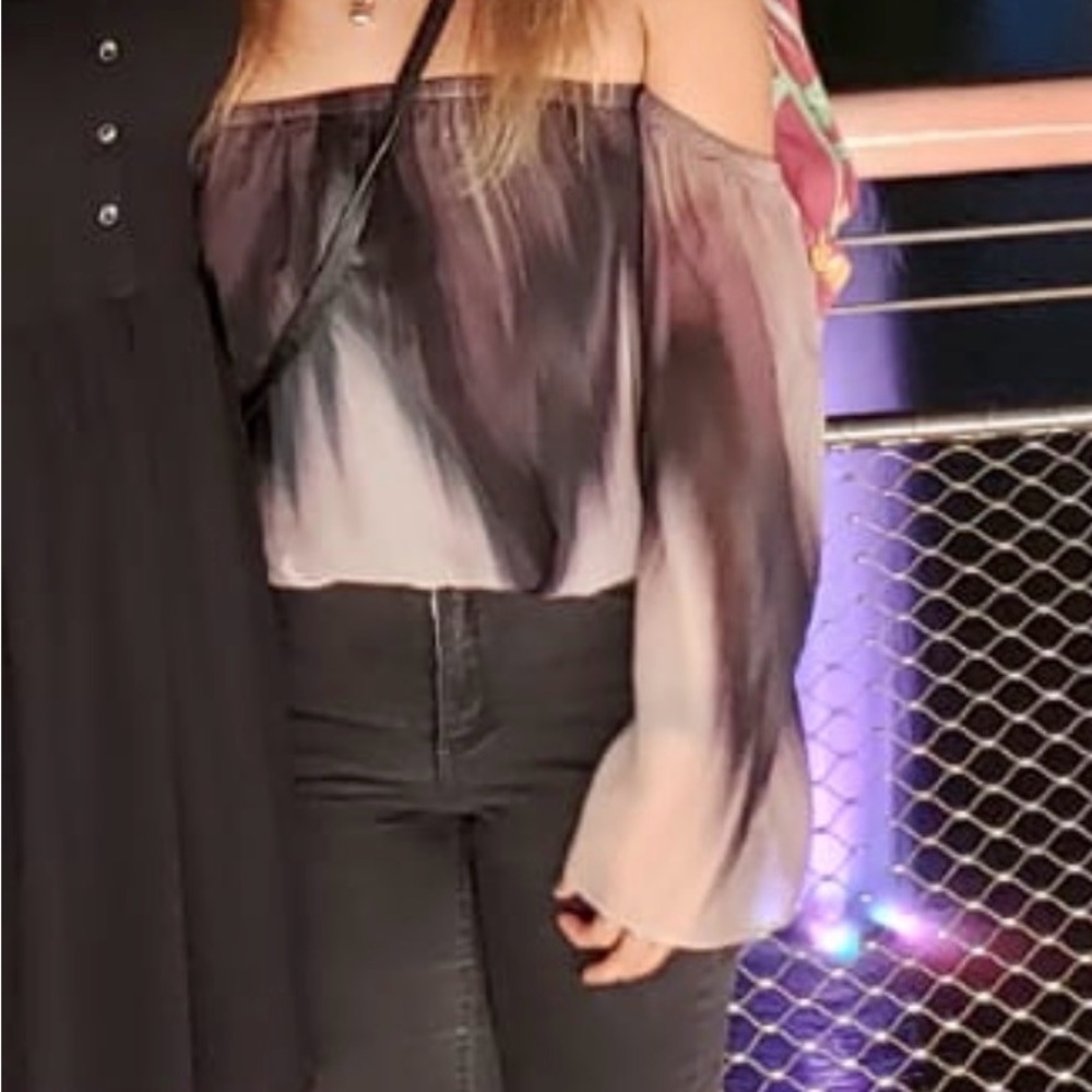 Bailey 44 Off-Shoulder Black and Gray Blouse